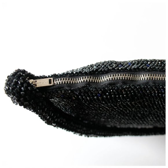 Vintage VTG 1950s Black Sparkly Beaded Evening Handbag | Formal | 50s | Evening - Picture 4 of 10